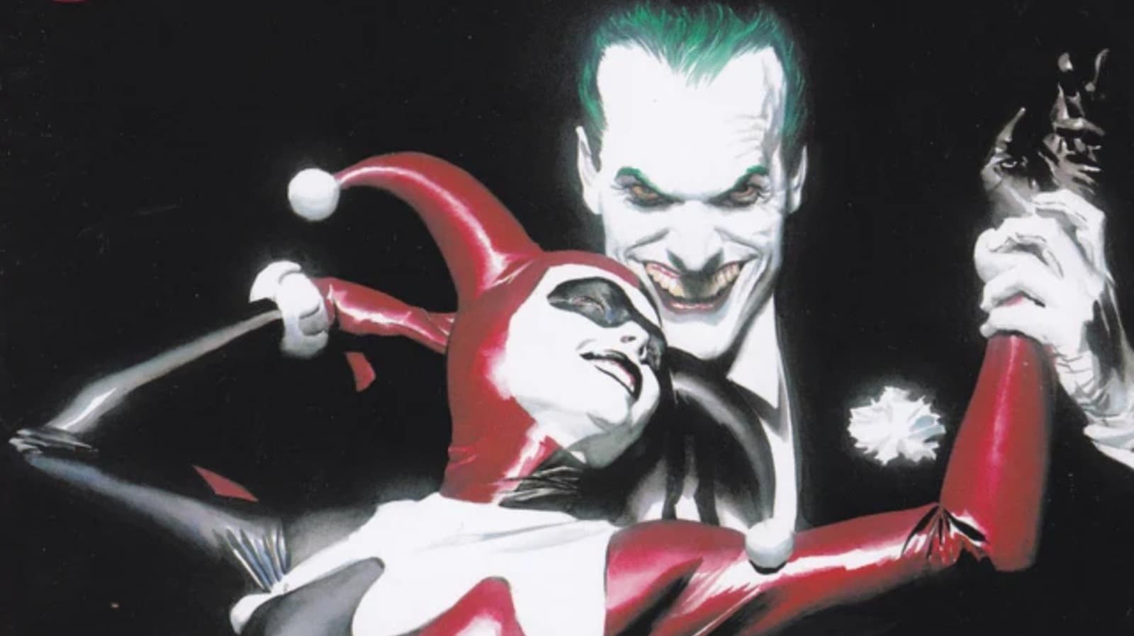Harley Quinn confronts a shadowy Joker.