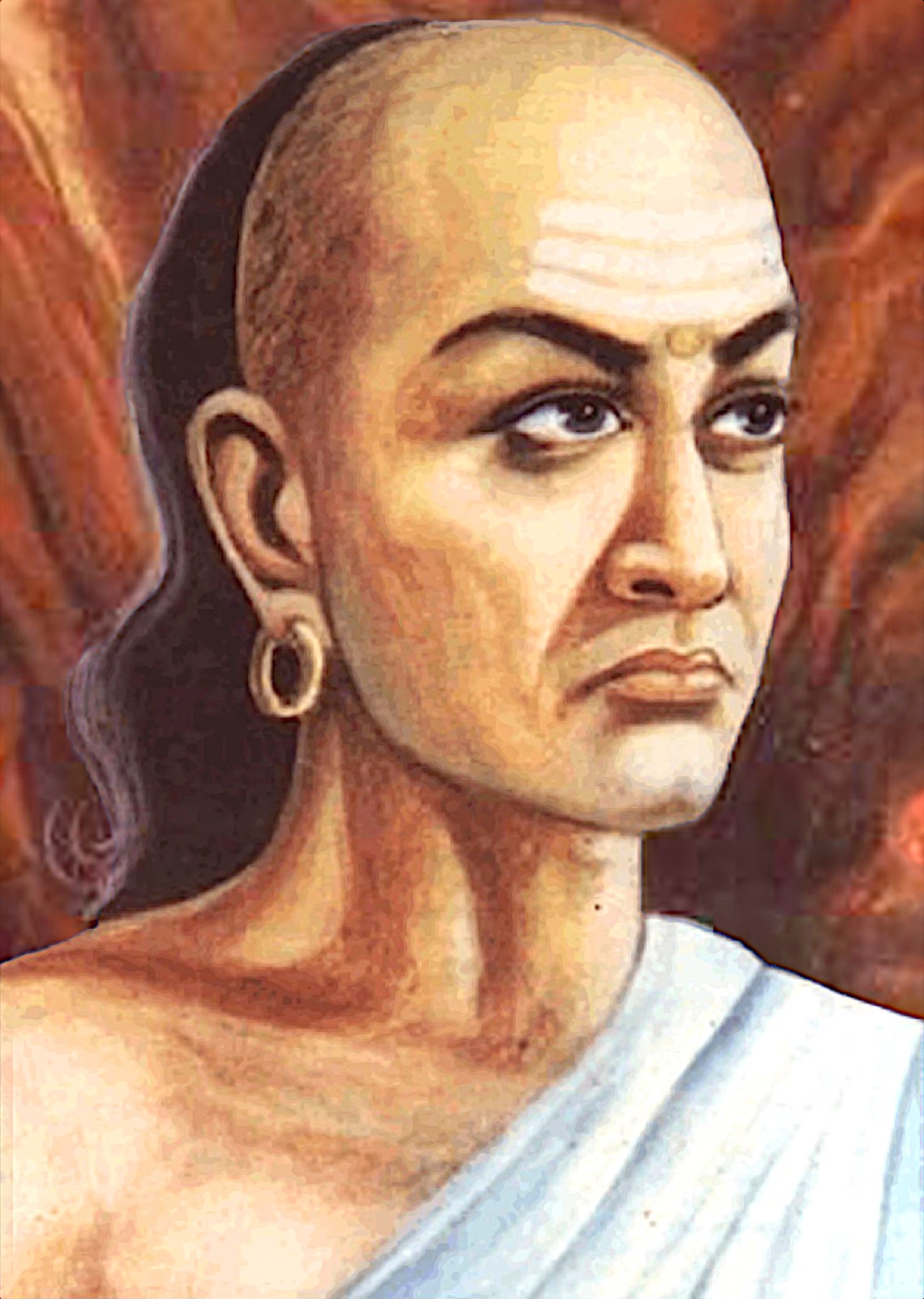 Painted portrait of the ancient Indian strategist Chanakya