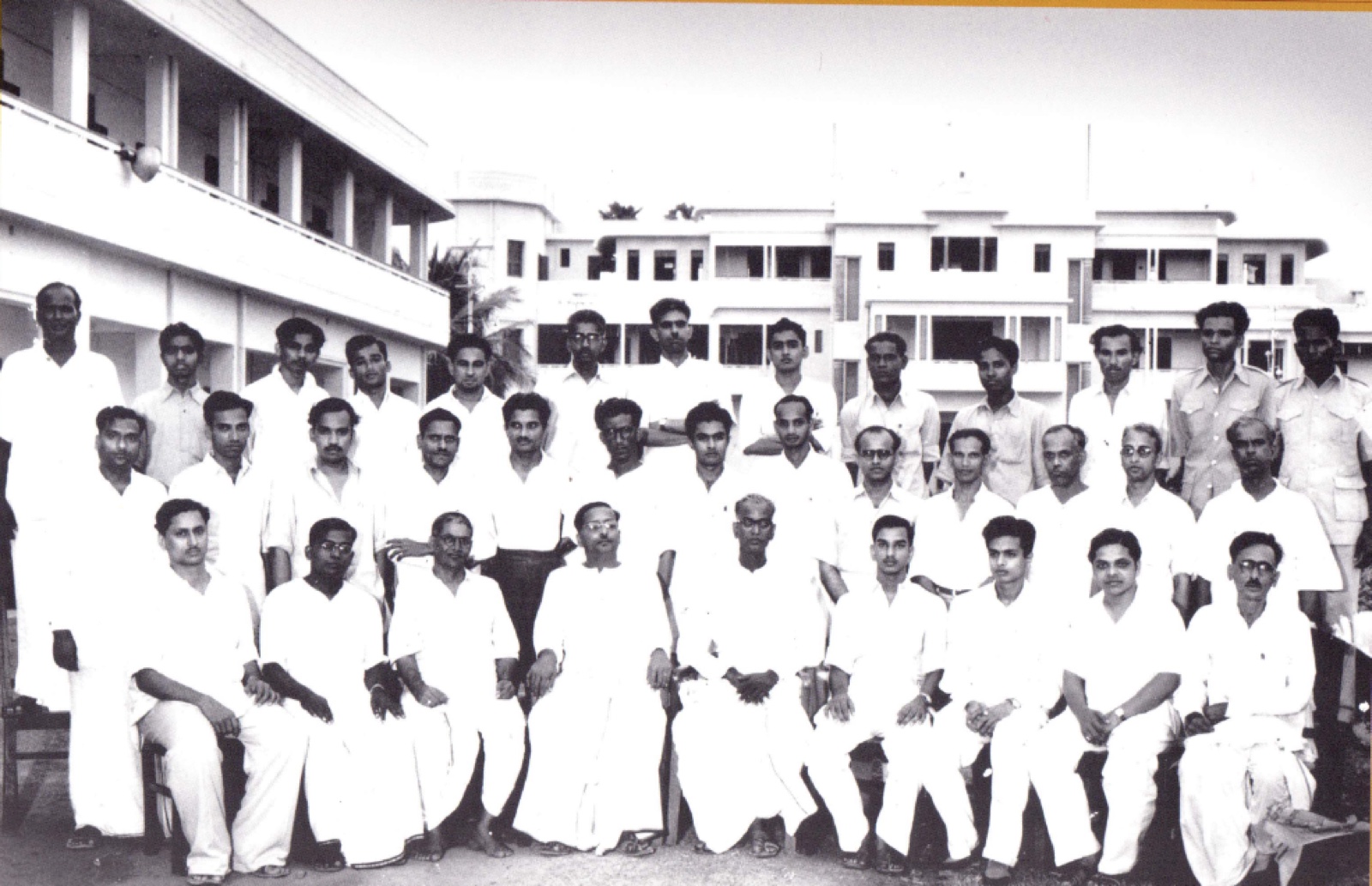 Black and white group photograph of the Chandamama magazine staff