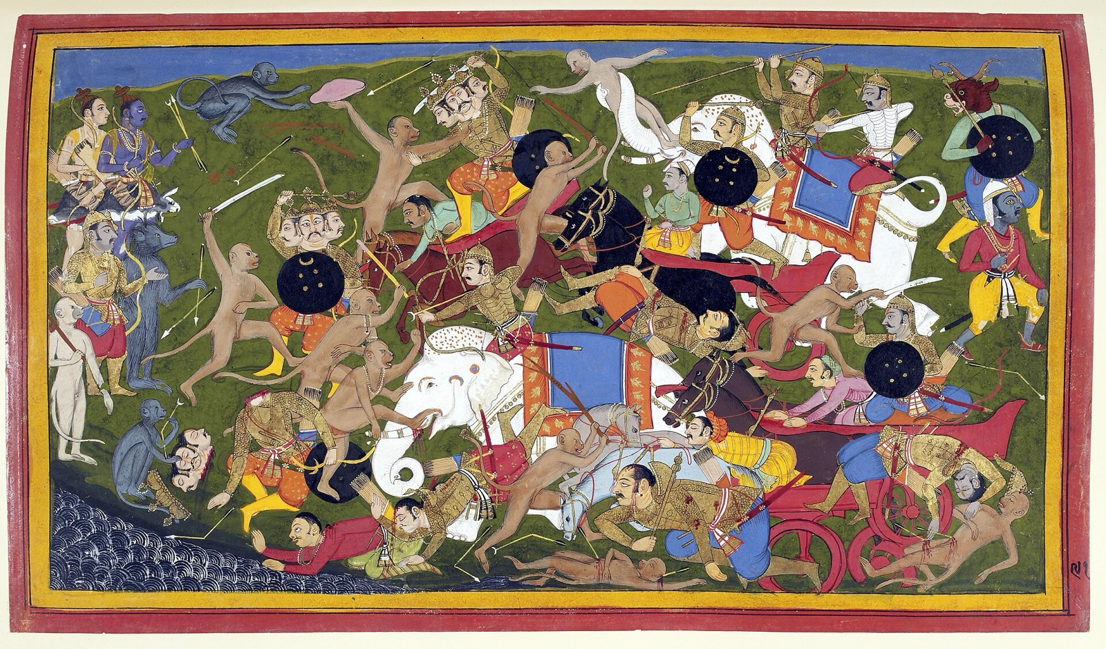 Seventeenth century miniature painting of the battle of Lanka